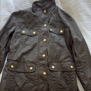 Vintage J Crew Coated Field Jacket in Olive Green